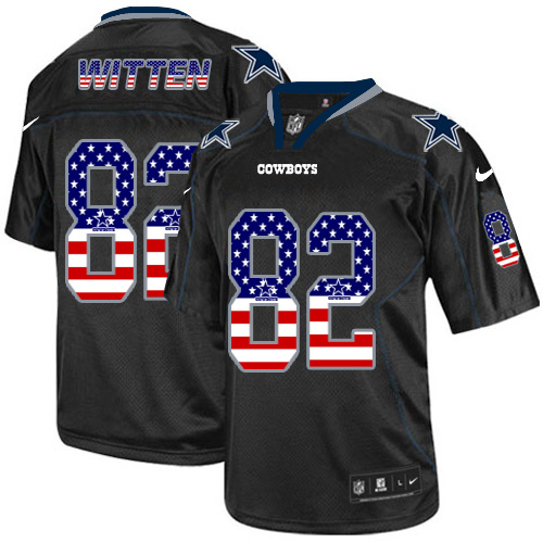 Men's Elite Jason Witten Nike Jersey Black - #82 USA Flag Fashion NFL Dallas Cowboys